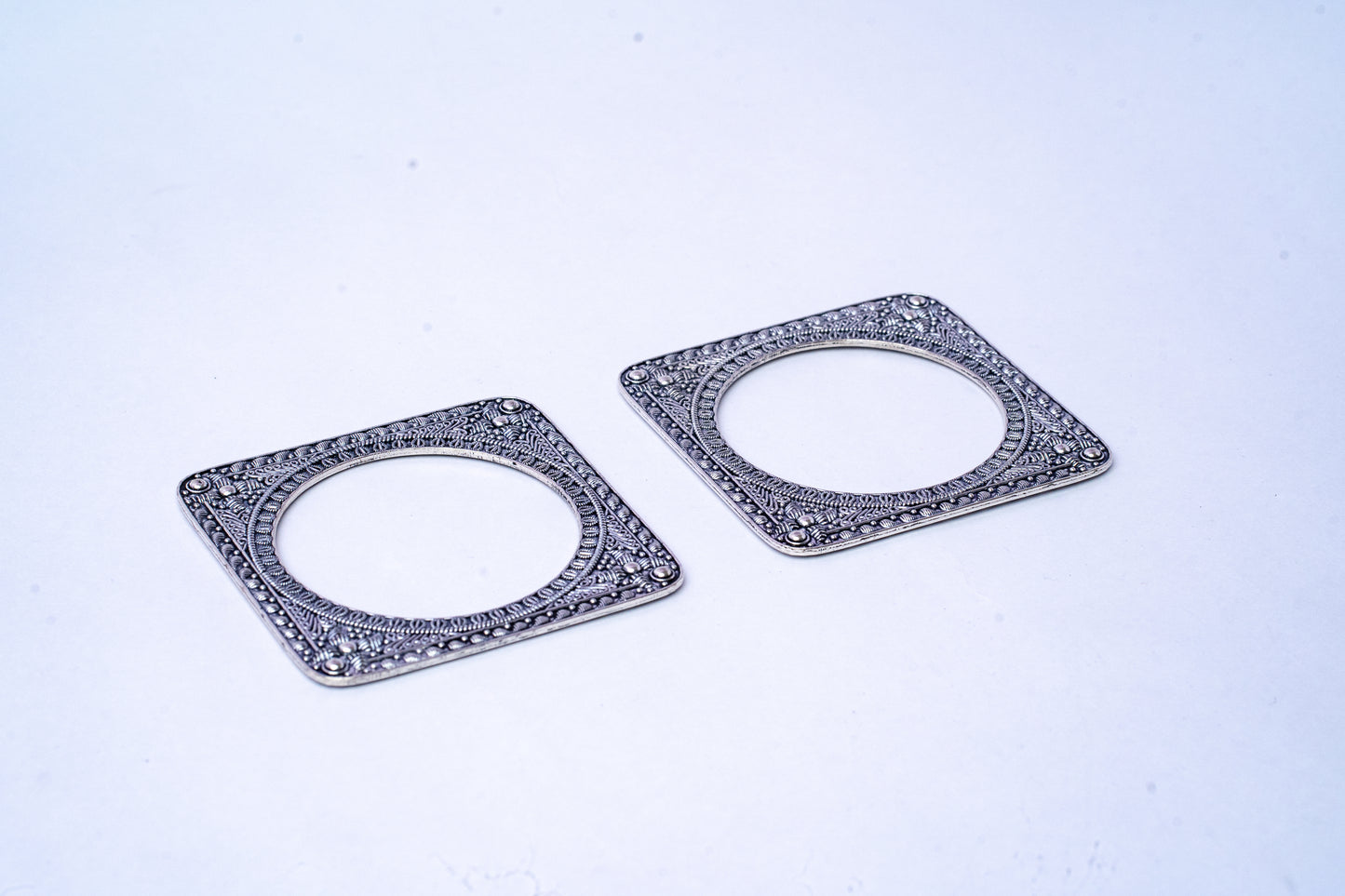 Oxidised Finish Square Bangles - Set of 2