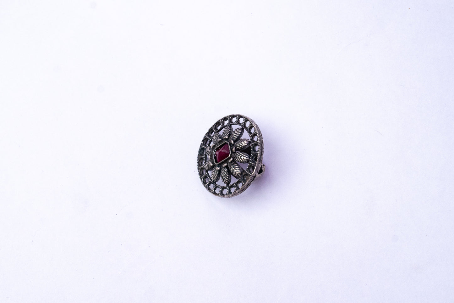 Circular Red stone floral ring