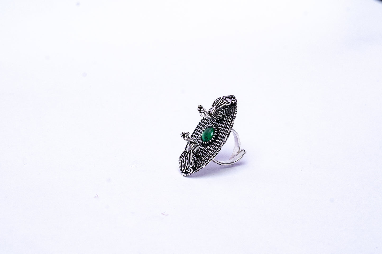 Peacock Oxidised Antique - adjustable Ring