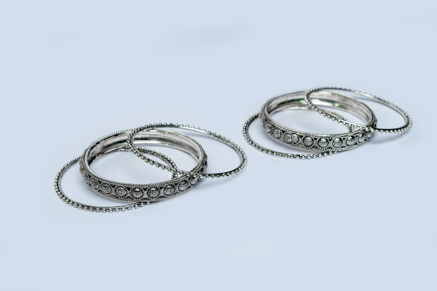 Silver tone Bangles (2.6) (Set of 6)