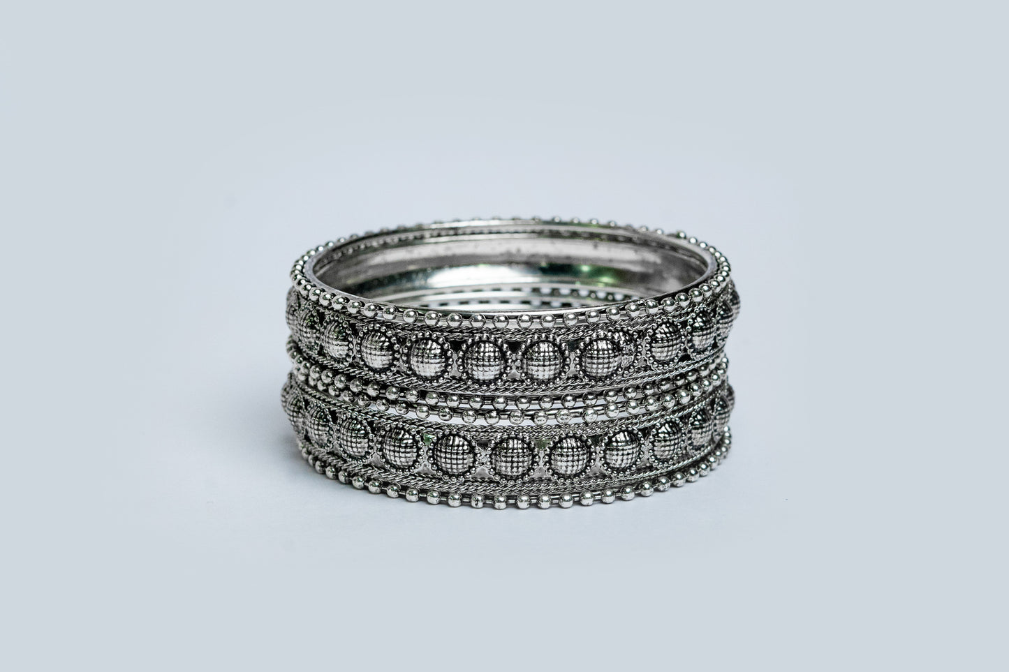 Silver tone Bangles (2.6) (Set of 6)