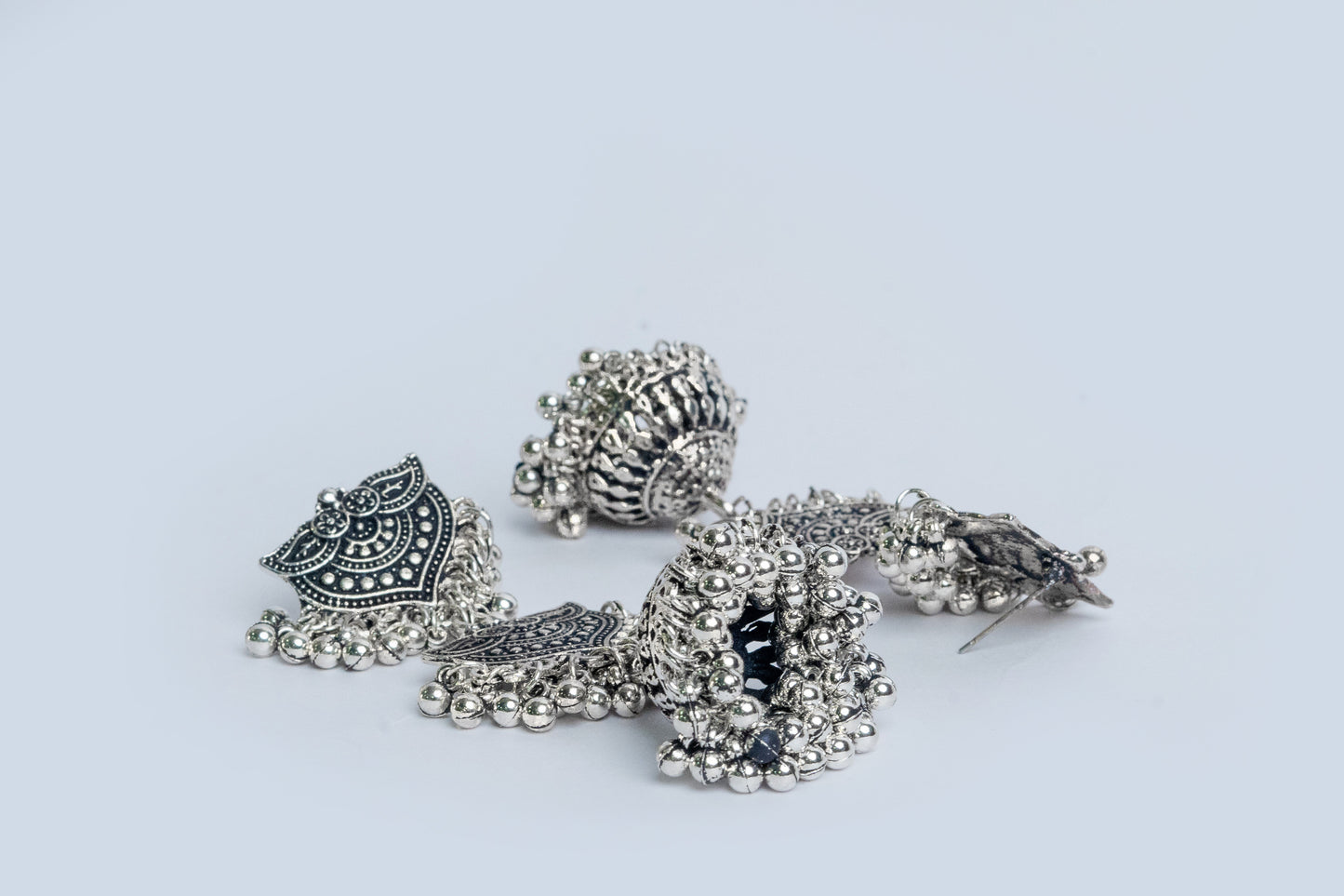 Vomma Oxidised long earrings with antique design