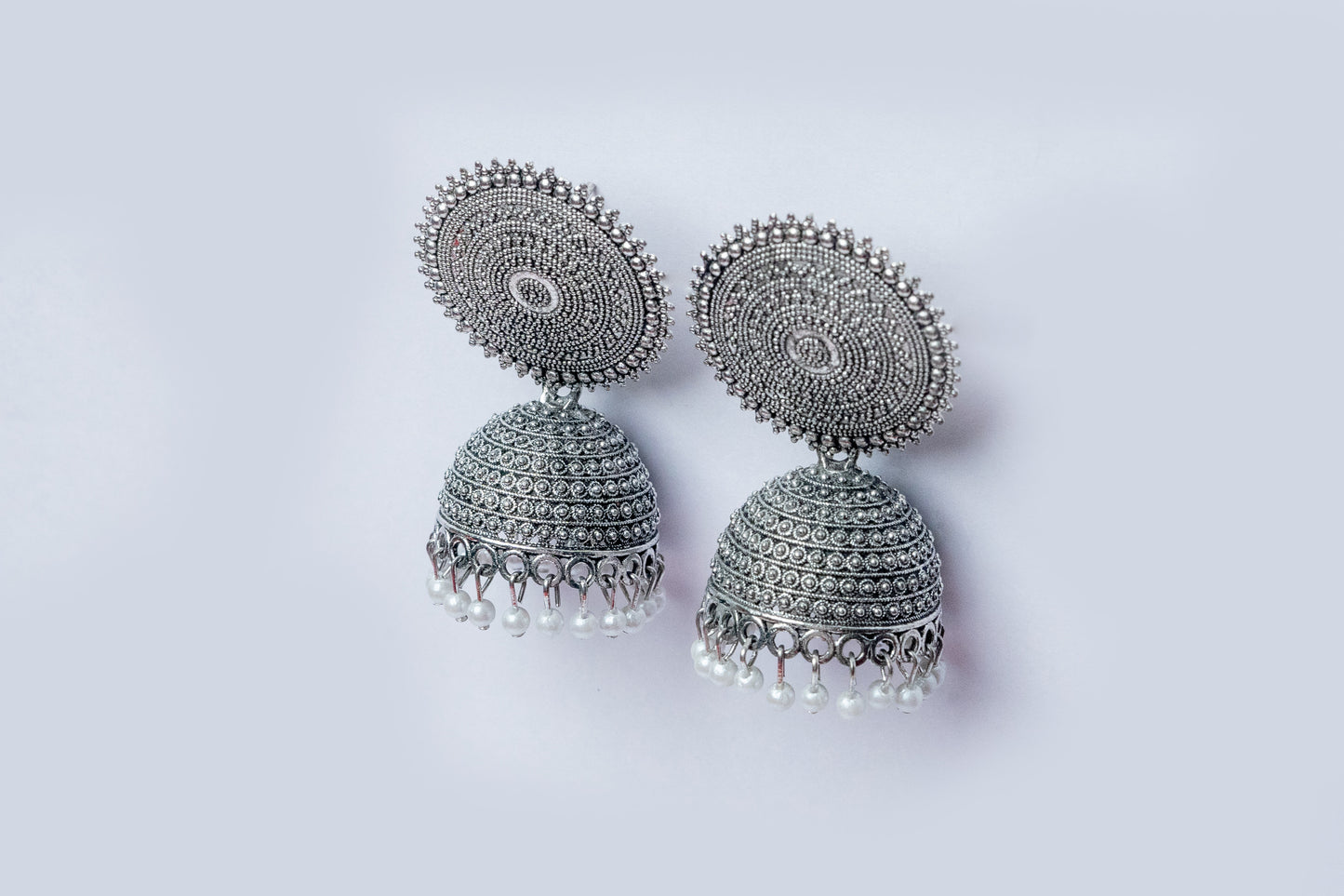Vomma Jhumki earrings with white pearls
