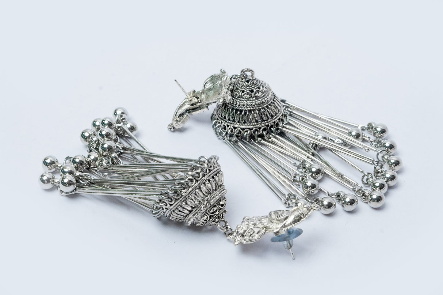 Vomma Peacock Jhumka with Long ghungroo Tassels