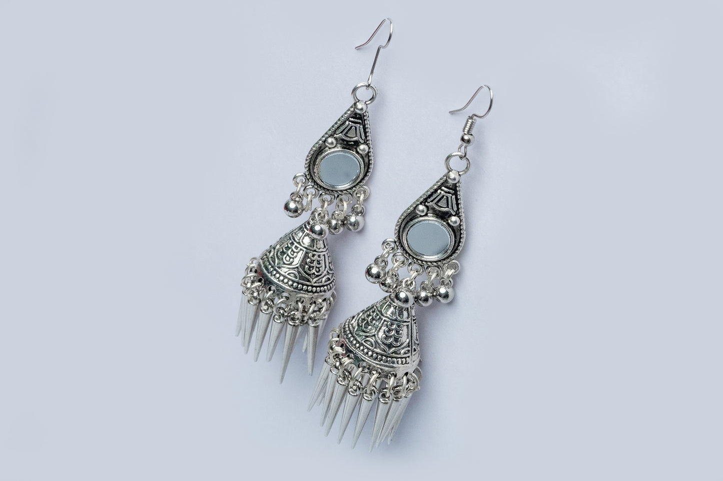Vomma Teardrop shaped Long oxidised earrings