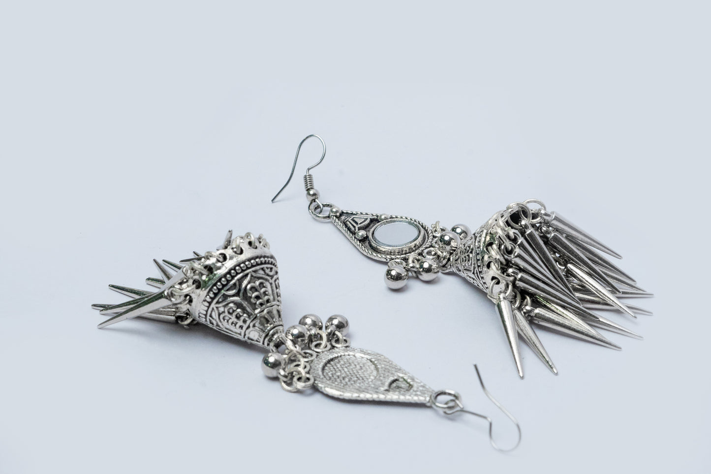 Vomma Teardrop shaped Long oxidised earrings