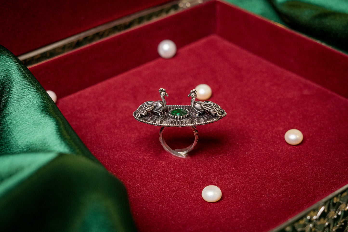 Peacock Oxidised Antique - adjustable Ring