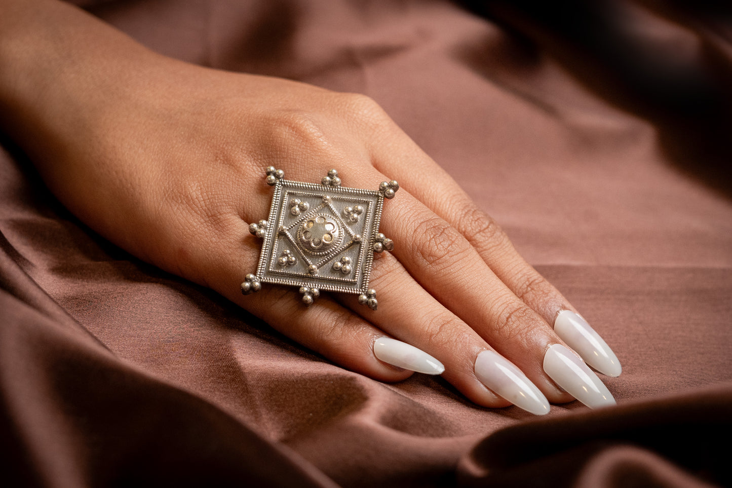 Square Oxidised ring