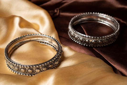Silver tone Bangles (2.6) (Set of 6)